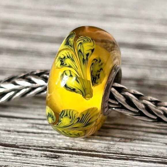Trollbeads Jewelry - TROLLBEADS UU Yellow & Blue Feathers Unique LAA 925S NEW! or Flower Ferns